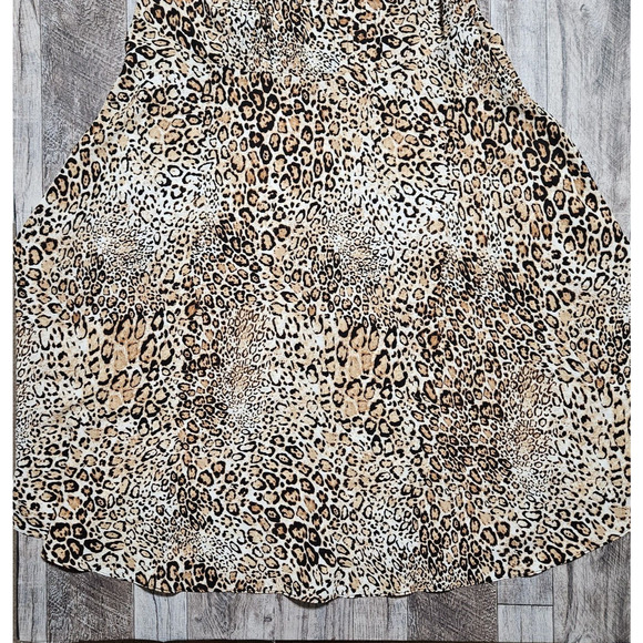 Nanette Lepore Midi Shirt Dress Leopard Animal Print Pintuck Pleated Party 14 - Picture 12 of 16